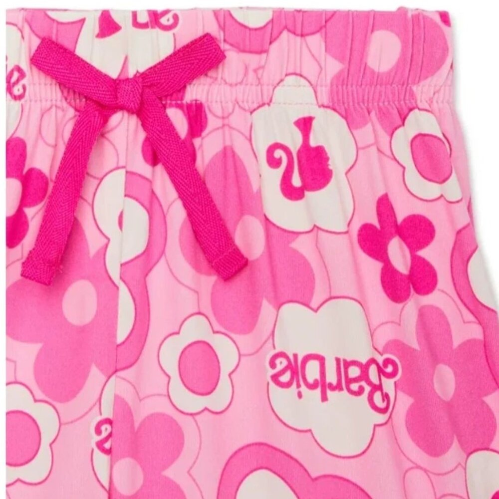 Barbie Floral Pink 2 Piece Pajama Sleepwear Set GIRLS SIZE XS 4-5 NEW - Picture 5 of 6